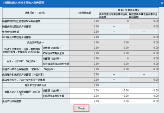 山西省電子稅務(wù)局小規(guī)模納稅人申報本期收入分類情況