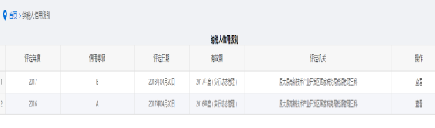 納稅信用狀態(tài)信息查詢頁面