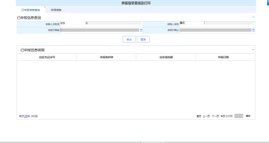 填寫申報(bào)信息查詢及打印信息