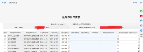 填寫延期申報(bào)申請單信息