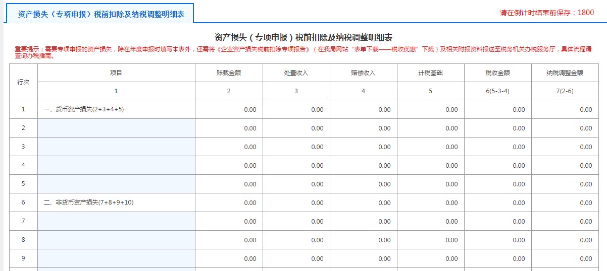 A105100企業(yè)重組納稅調(diào)整明細(xì)表