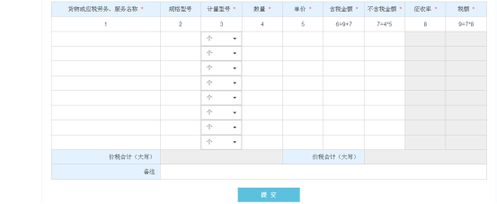 填寫購貨單位信息、貨物明細(xì)信息等