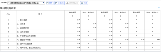 錄入附表期間費用明細表