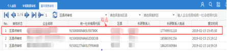 雙擊某一行企業(yè)進(jìn)入審核詳情頁(yè)