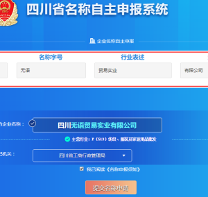 四川省名稱自主申報系統(tǒng)企業(yè)名稱自主申報操作流程說明