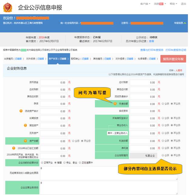 企業(yè)年報財務信息