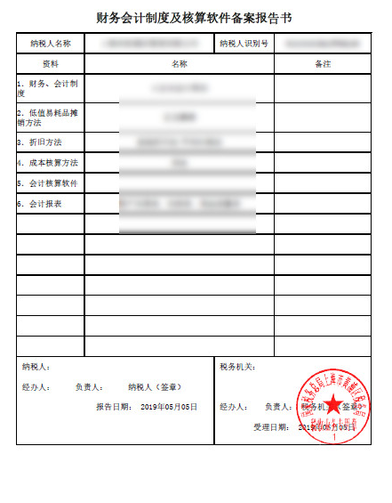 財(cái)會(huì)會(huì)計(jì)制度及核算軟件備案報(bào)告書(shū)