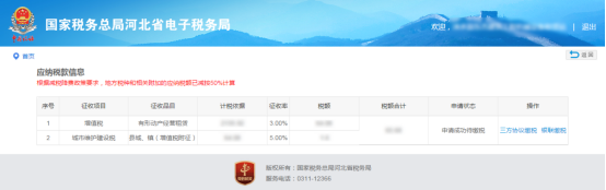 應(yīng)納稅款信息頁(yè)面
